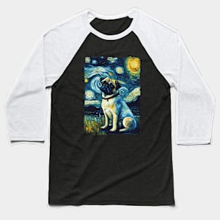 Pug Starry Night Baseball T-Shirt